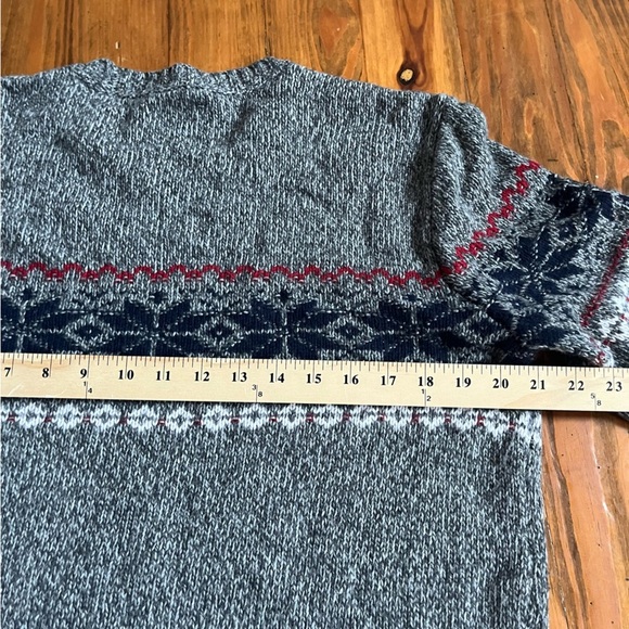 Abercrombie Merino Wool Fair Isle Gray Crew Après Ski Sweater Snowflake M - Picture 9 of 11